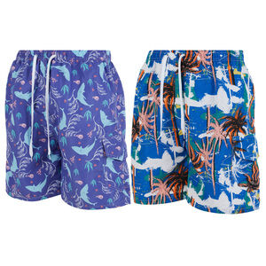 iBerryNY Men's Swim Trunks, Quick Dry Cargo Swimsuit Board Shorts, 2-Pairs